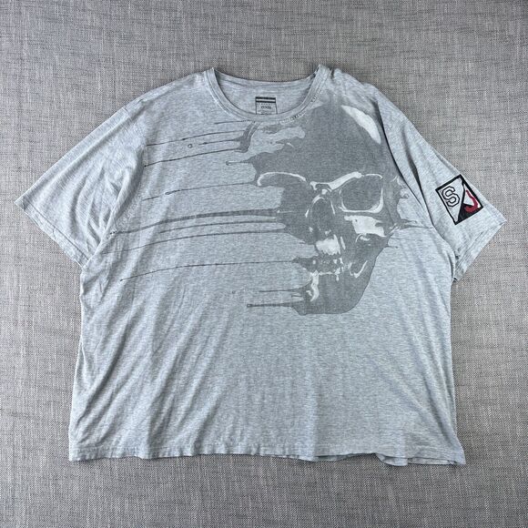 Y2K Sean John Cyber Skull T Shirt Mens 6XB Gray Grunge Skater Goth Hip Hop - Picture 1 of 10